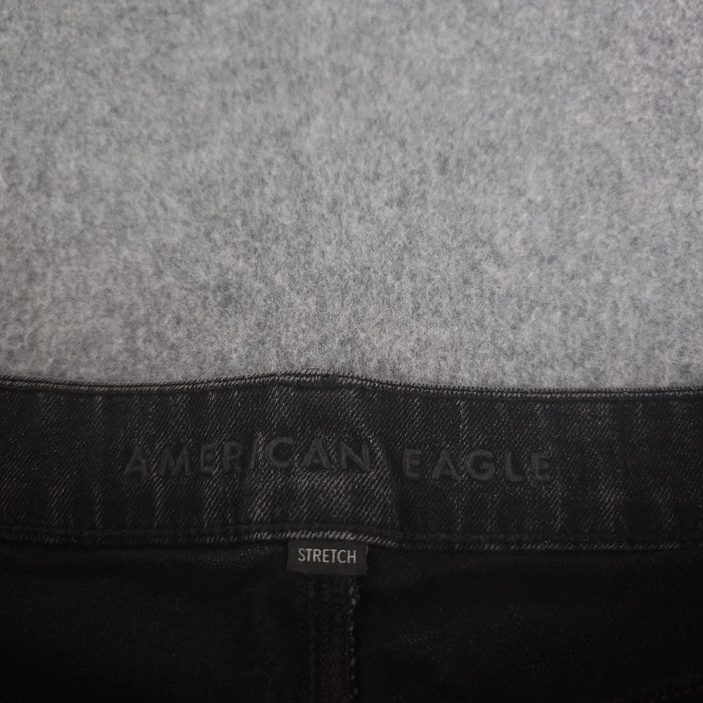American Eagle Super Curvy High Rise Baggy Wide Leg Jeans Women's 12 Short Black